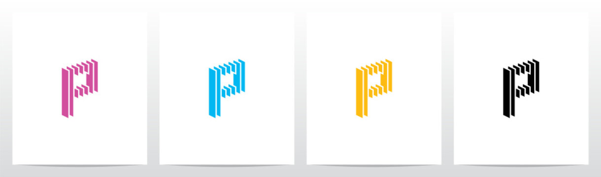 Rectangle Vertical Layer Letter Logo Design P