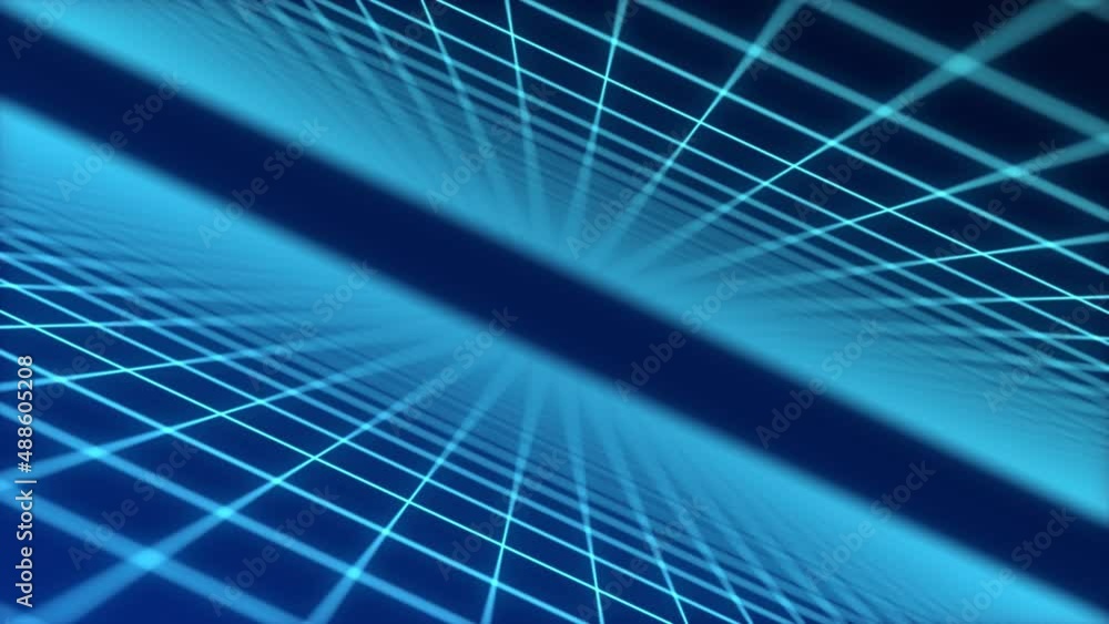 Poster abstract perspective grid. digital background in retro style. cyber landscape on blue background. 3d
