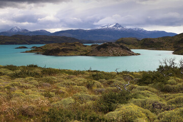 Fototapeta na wymiar View over the lake Sarmiento de Gamboa, Chile