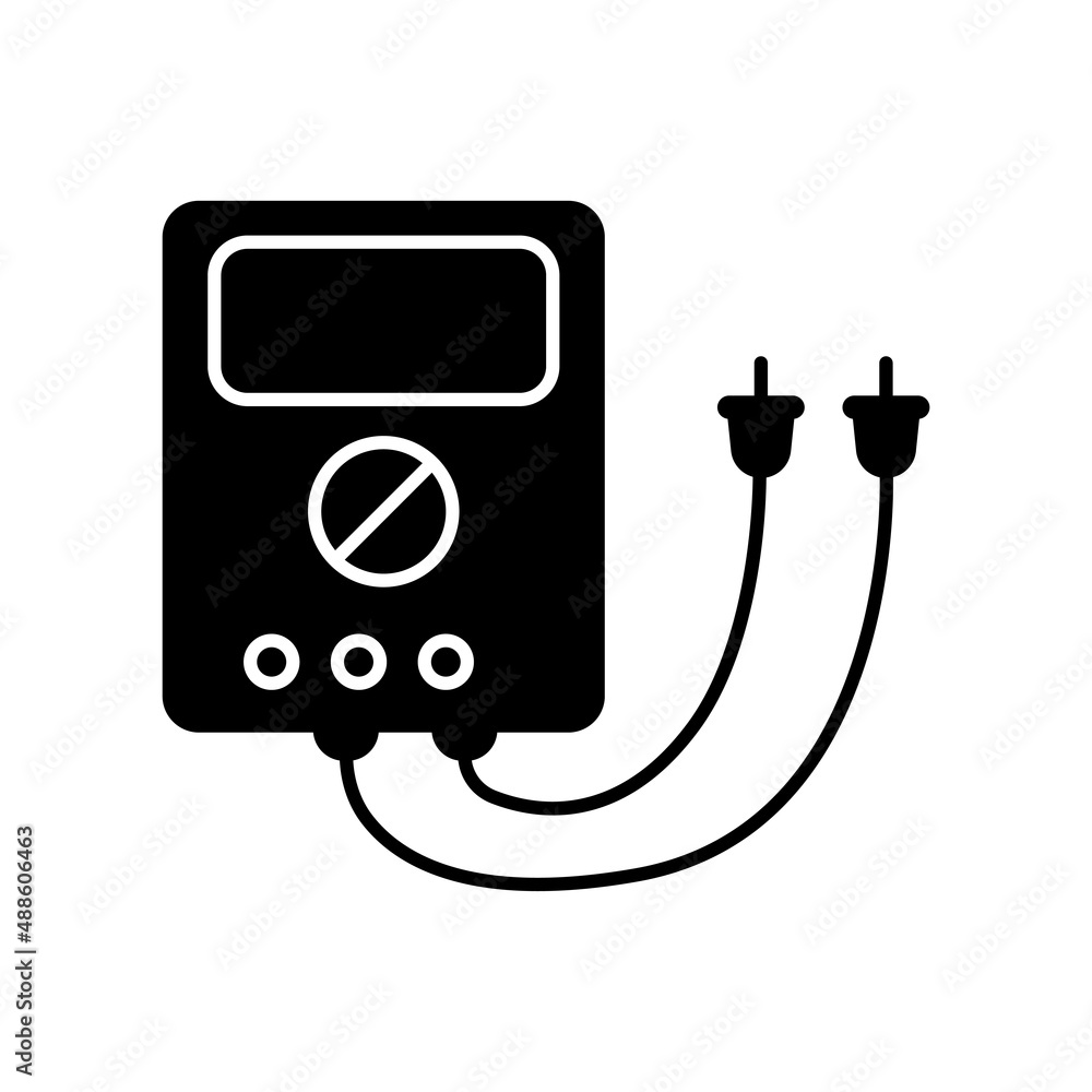 Poster multimeter icon. glyph style. silhouette. simple design editable. design template vector