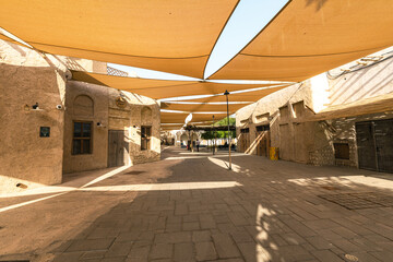 Al Seef Traditional Historical District Arabic Architecture. Dubai Deira Old Town. United Arab...