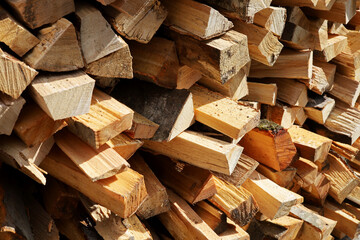 stack of dry firewood background