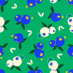 Trendy Colourful and Modern Blue Berries fruits seamless pattern Vector EPS 10,Design for fashion , fabric, textile, wallpaper, cover, web , wrapping