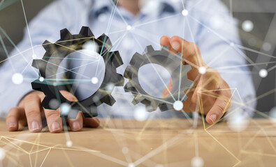 gear Futuristic in Industry 4.0 and business virtual diagram