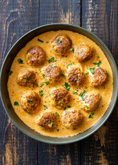 Swedish meatballs in cream sauce. Swedish cuisine. Recipe.