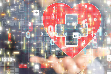 digital medical futuristic interface 3D rendering
