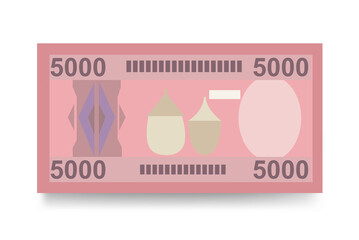 Rwanda Franc Vector Illustration. Rwandan money set bundle banknotes. Paper money 5000 RWF. Flat style. Isolated on white background. Simple minimal design.