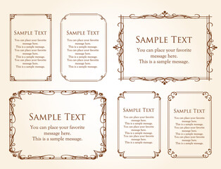 春の植物モチーフのフレームセット。ビンテージフラワー。装飾デザイン。流行りのあしらい	