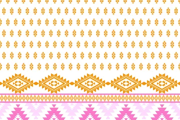 Wall murals Boho Style pattern ethnic or ethno mexican southwest sty boho or navajo. vector geomentric has stripe folk, native of textile or lace. design seamless line motif of aztec. fabric batik or kilim zigzag of tribal