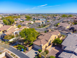 Aerial view of a neighborhood