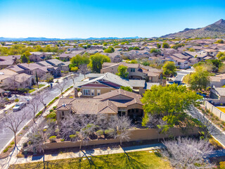 Aerial view of a neighborhood