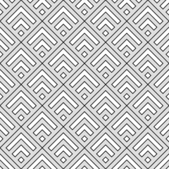 Seamless japanese mountains pattern. Repeated chevrons, diamonds, angle brackets background. Squama ornament. Scales image. Ancient window tracery motif. Digital paper for textile print. Vector art