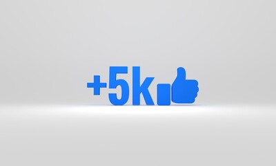 5k social media 3D icon isolated on white background. Social media concept background.	