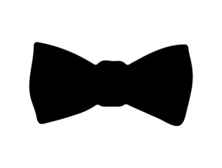 Bow tie black icon. Silhouette of a man in a suit. Accessories for weddings, proms, birthdays. Flat design. Icon isolated on white background. Vector