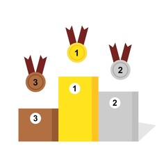 Vector illustration of champion podium with medallion, perfect for sports advertising