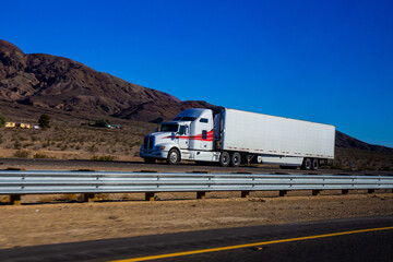 Semi Trucks on the Nevada Highway, USA. Trucking in Nevada , USA