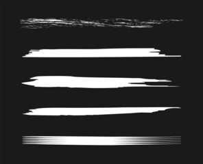 Set of lines drawn in chalk. Strokes of texture brushes on a blackboard. Graphic design. Grunge sketch. Vector illustration