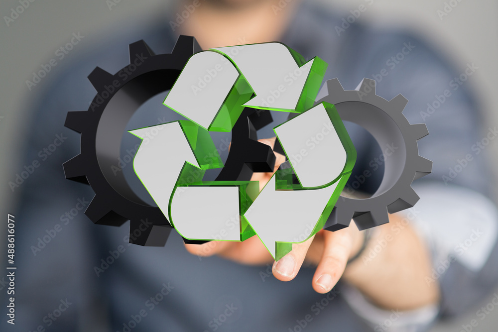 Poster mechanism green gears and cogs at work on black background. industrial machinery. 3d illustration. 3