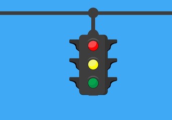 Traffic lights . Signal icon. Red, yellow, green. Icon for safe movement on the street. Red stop lamp. Vector