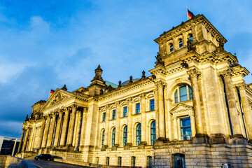 Fototapeta na wymiar Exterior of the Reichstag building in Berlin, Germany, Europe