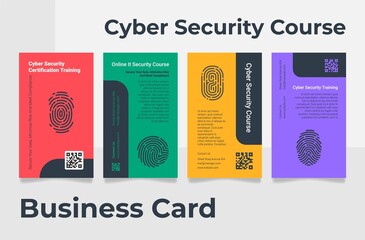 Collection cyber security course vertical business card vector online IT certification training