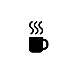Coffee cup black glyph icon. Hot drink. Vector isolated on white.