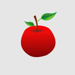Simple 3d red apple fruit logo