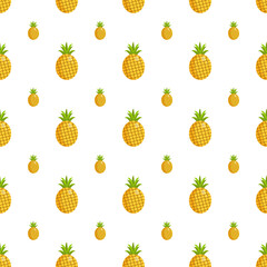 seamless pattern with ripe pineapple on white background