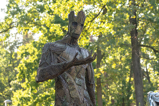 KIEV, Ukraine -September 09,2020: Metal Grut Sculpture from the movie Guardians of the Galaxy