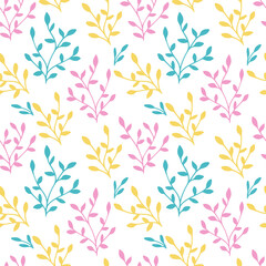 Spring flowers. Abstract hand drawn floral vector illustration. Seamless pattern of delicate flowers.