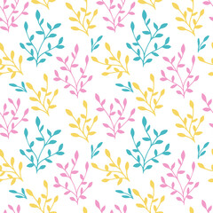 Spring flowers. Abstract hand drawn floral vector illustration. Seamless pattern of delicate flowers.