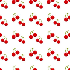 seamless pattern of a pair of red cherries on a white background