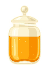 Illustration of jar with honey. Image for food and agricultural industry.