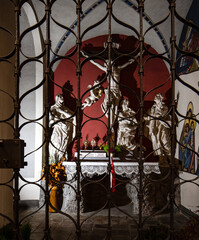 Poznan, Poland -  The Corpus Christi church, gothic architecture, interiors.