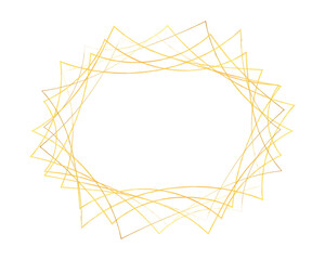 vector illustration of frame with abstract gold colored waves lines on white background