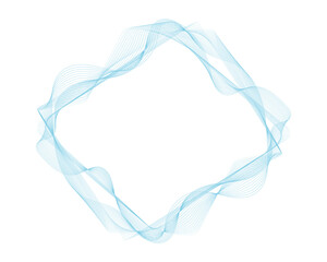 vector illustration of frame with abstract blue waves lines on white background