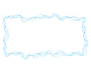 vector illustration of frame with abstract blue waves lines on white background