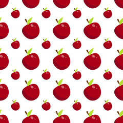red apple seamless pattern on white background
