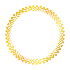 round vector frame - gold colored circle banner on white background	
