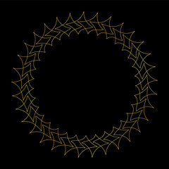 round vector frame - gold colored circle banner on black background	
