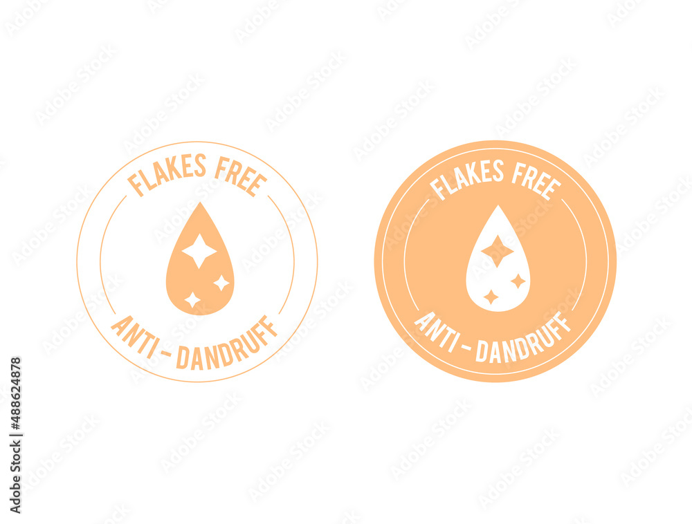 Sticker flakes free, anti-dandruff icon vector illustration 