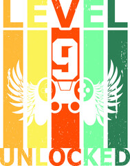 Level 9 Unlocked Typography T-shirt
Typography For T-Shirt, Sweater, Jumper, Hoodie, Mug, Sticker,
Pillow, Bags, Greeting Cards, Badge, Or Poster