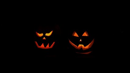 Citrouilles d'Halloween avec visage, bouhouhh, format paysage