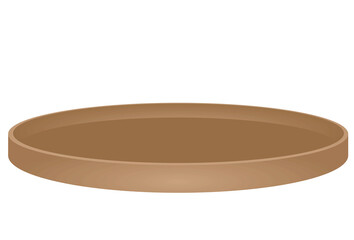 Brown serving tray plate. vector