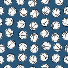 Navy seamless pattern with white beach ball.