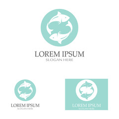 Fish logo, fishinghook, fish oil and seafood restaurant icon. With vector icon concept design illustration template
