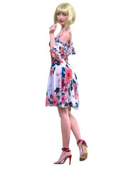 Beautiful japan woman in short dress.