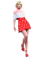 Beautiful japan woman in short dress.