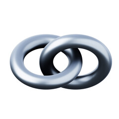 Metal chain links high quality 3D render illustration. Connection team business concept icon.