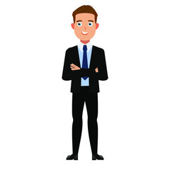 Happy businessman. Adult businessman. Vector illustration.